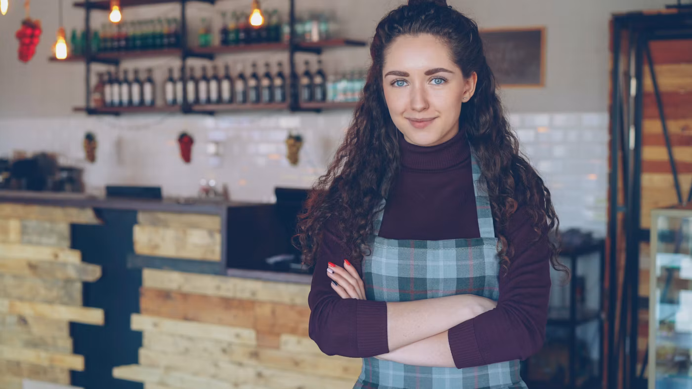 Cafe owner in her shop